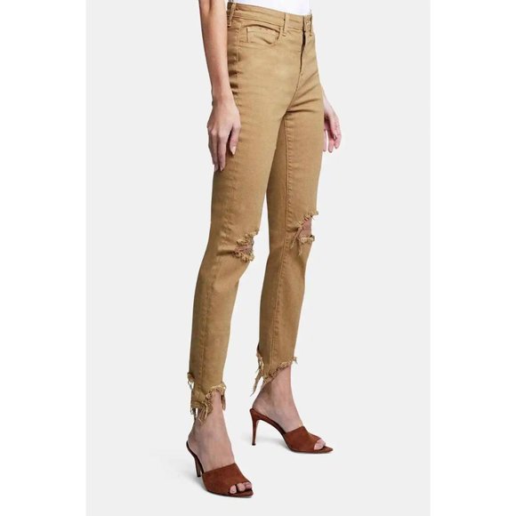 L'AGENCE High Line Skinny Distressed Sahara Jeans Women's High Rise - Picture 2 of 9